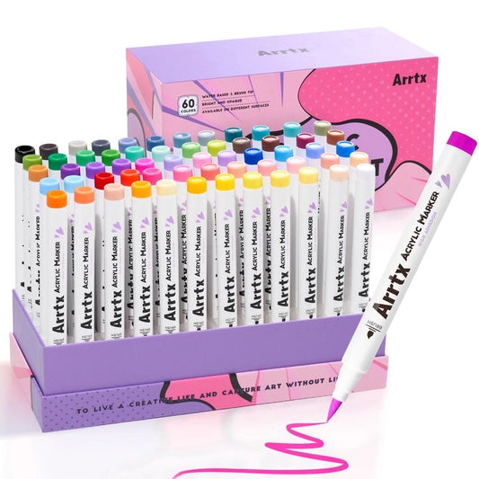 Marcadores Arrtx 60 colores acrílicos punta pincel