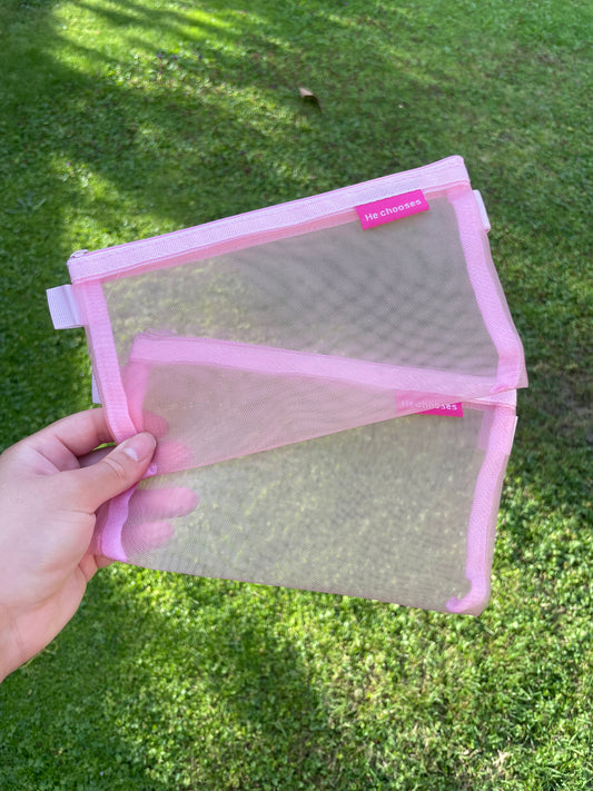 Estuche mesh rosa
