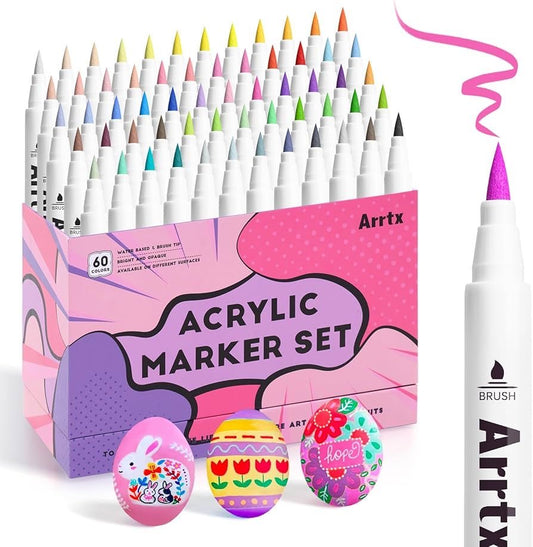 Marcadores Arrtx 60 colores acrílicos punta pincel